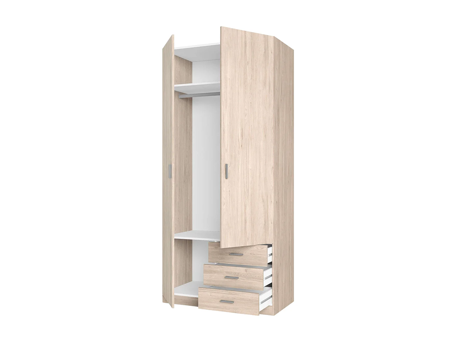 Armario Roma 2 puertas 3 cajones dormitorio color sahara moderno 216x100x53 cm