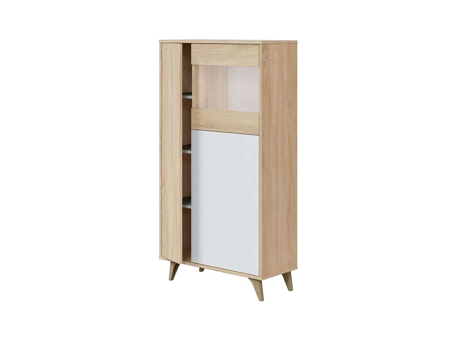 Pack Muebles Salón Moderno Blanco Mate y Roble Canadian