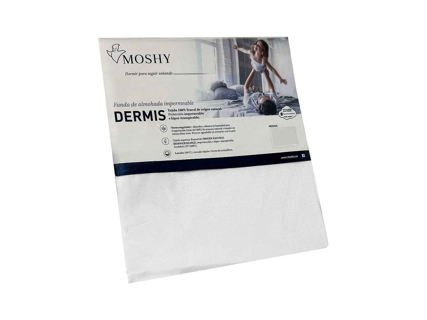 Taie d'oreiller individuelle imperméable anti-acariens Dermis White 75 cm