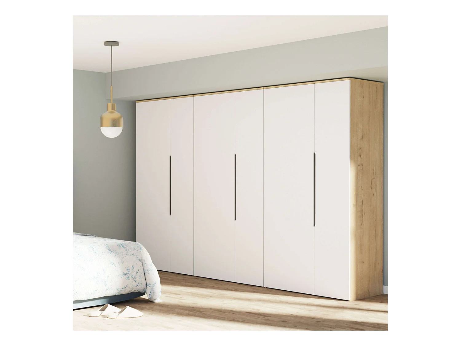 Armario Bruselas 2 Puertas Blanco Roble Gold 100x200x57cm Dormitorio