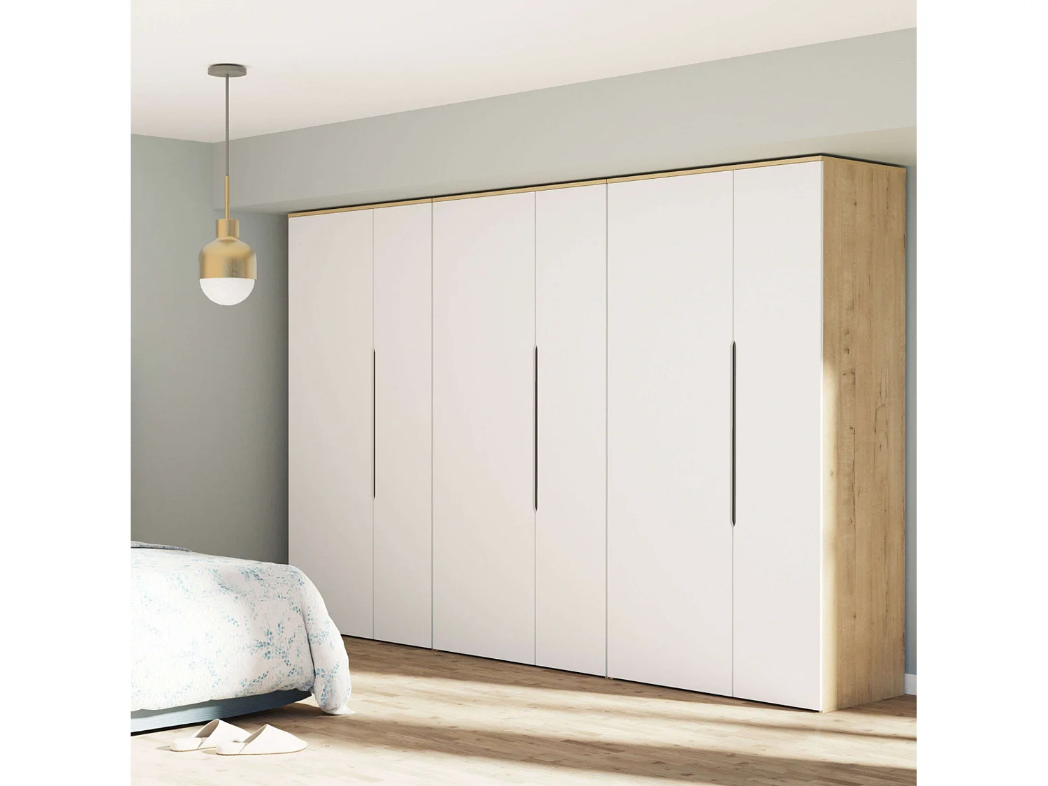 Armario Bruselas 2 Puertas Blanco Roble Gold 100x200x57cm Dormitorio