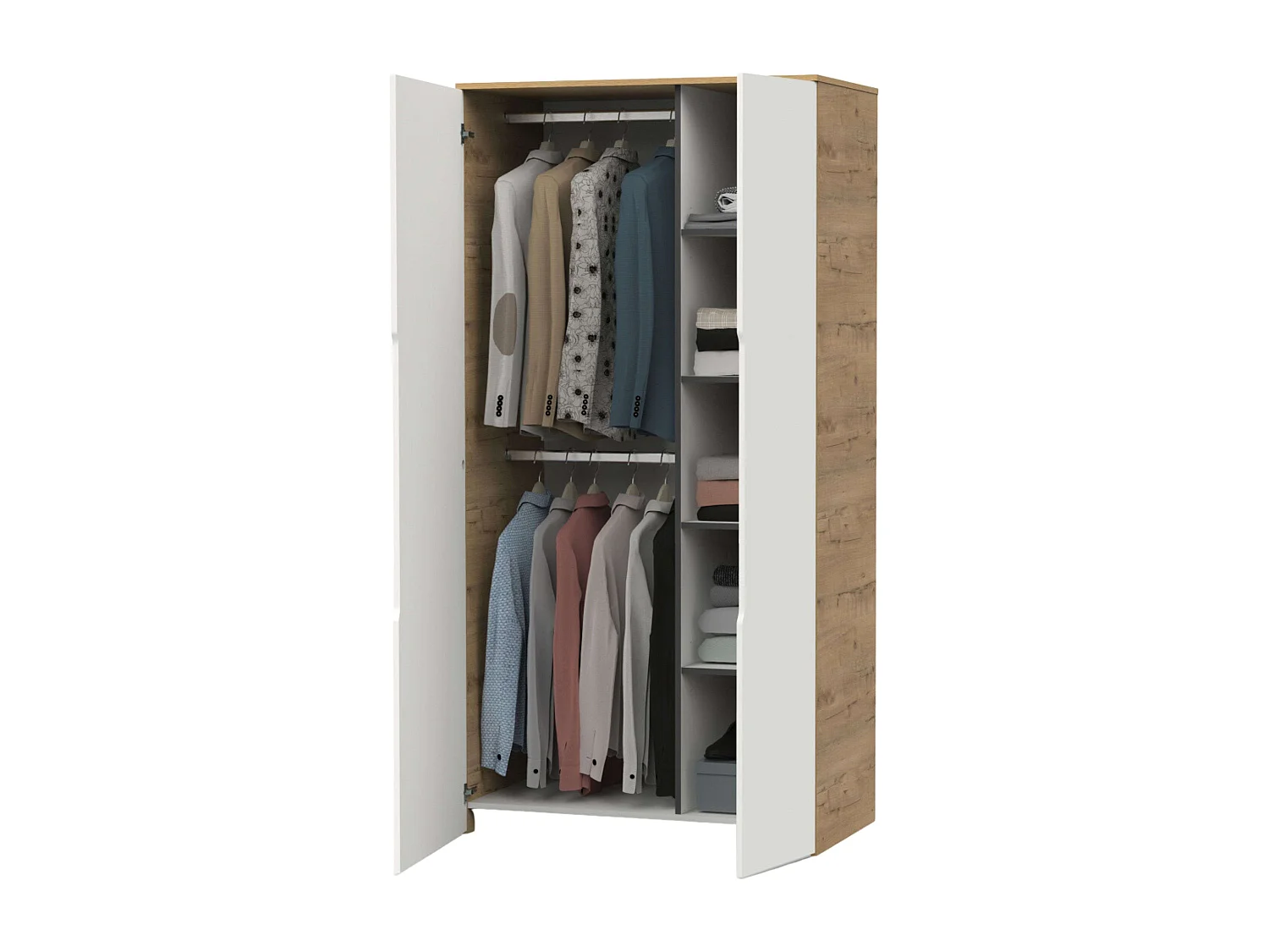 Armario Bruselas 2 Puertas Blanco Roble Gold 100x200x57cm Dormitorio