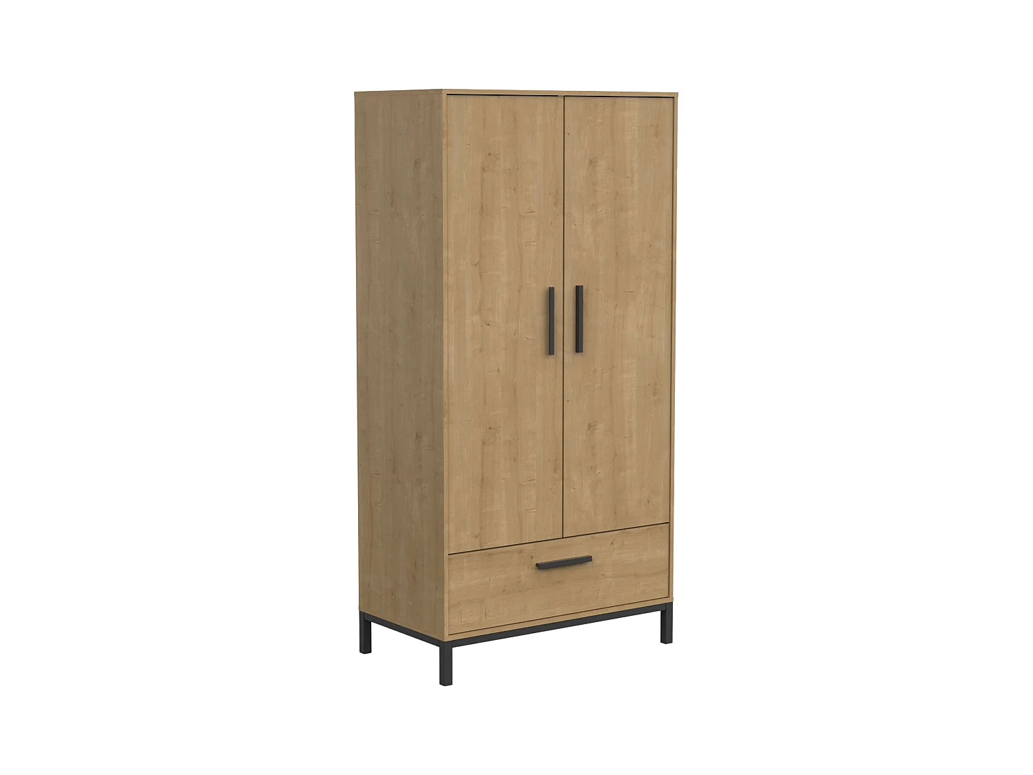 Armario Craft matrimonio roble hamilton/negro mate industrial 180x50x91 cm