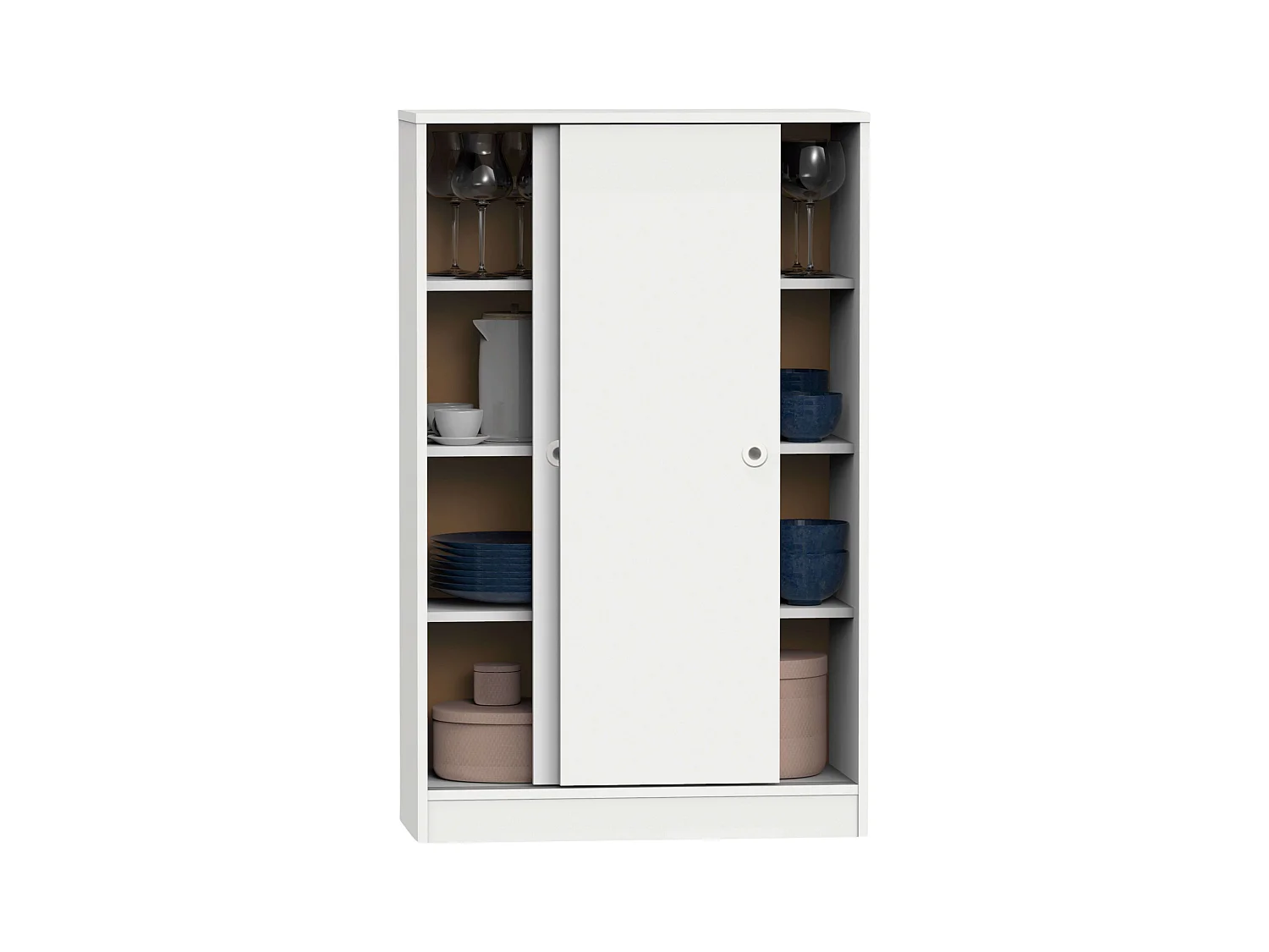 Armario Bajo Tibet Blanco Soft 2 Puertas 2 Estantes 120x74x33 cm