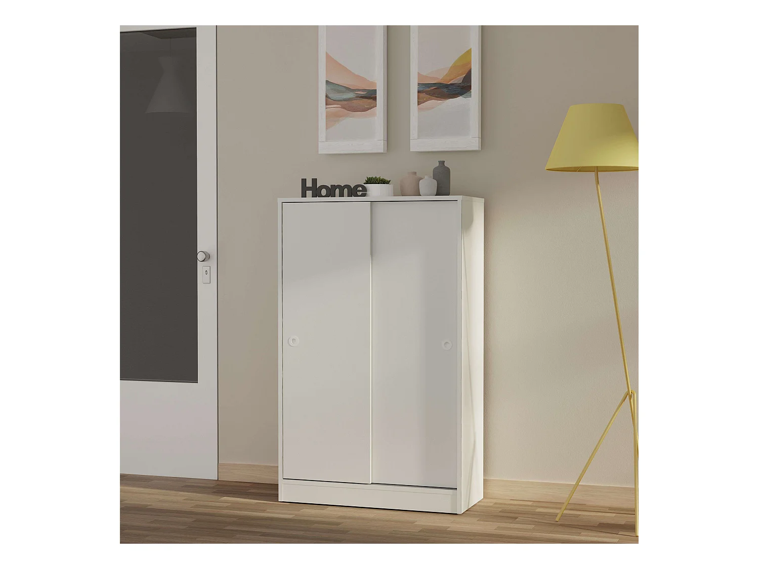 Armario Bajo Tibet Blanco Soft 2 Puertas 2 Estantes 120x74x33 cm