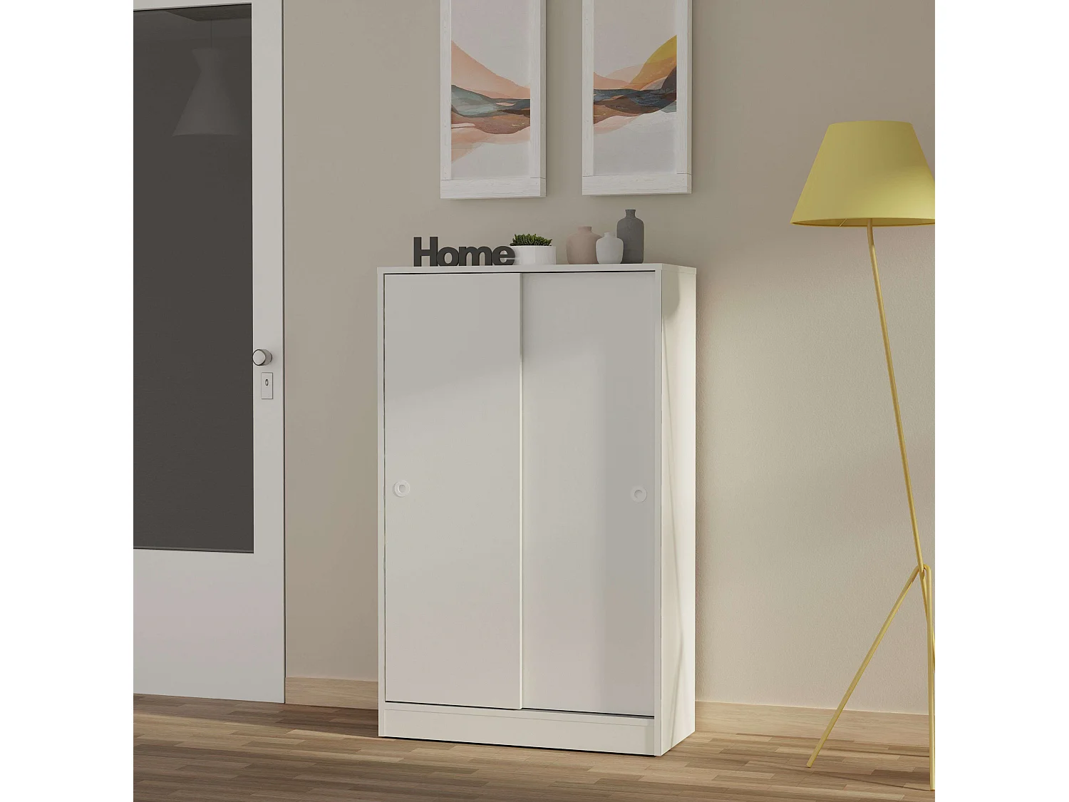 Armario Bajo Tibet Blanco Soft 2 Puertas 2 Estantes 120x74x33 cm