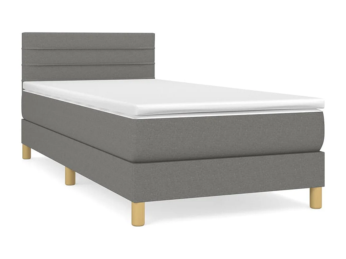 Einzelbett | Bettgestell | Boxspringbett mit Matratze Dunkelgrau 90x190 cm Stoff SHL400742