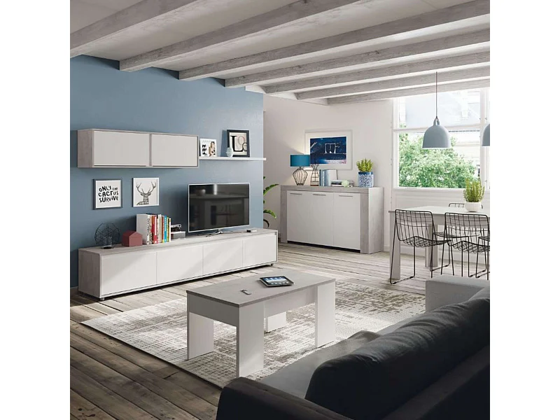 Pack Muebles Salón Plutón III (modular+mesa centro+mesa comedor+aparador)