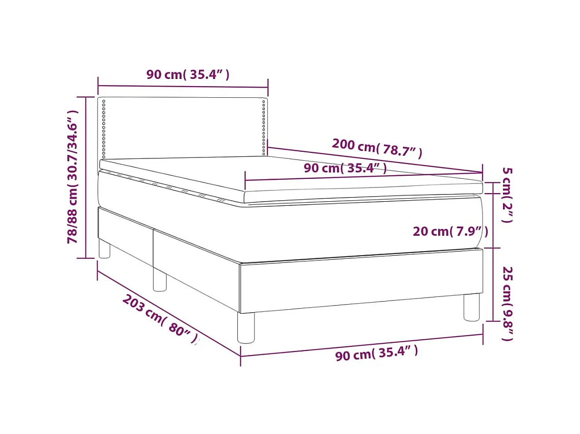 Lit simlpe adulte-Sommier à lattes de lit avec matelas Taupe 90x200 cm Tissu