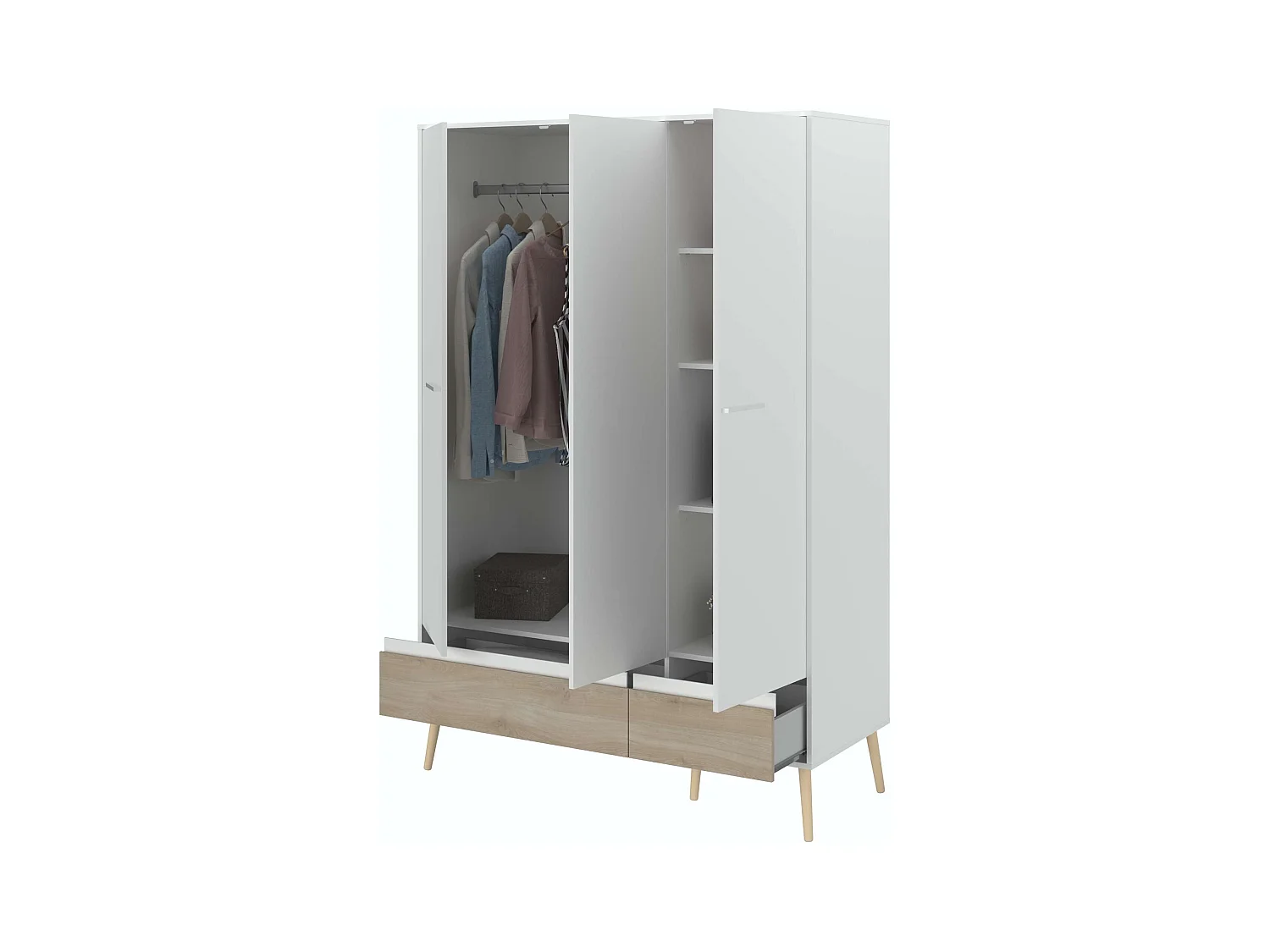 Armario Ropero Osaka 3 puertas Roble Japonés y Blanco Estilo Japandi