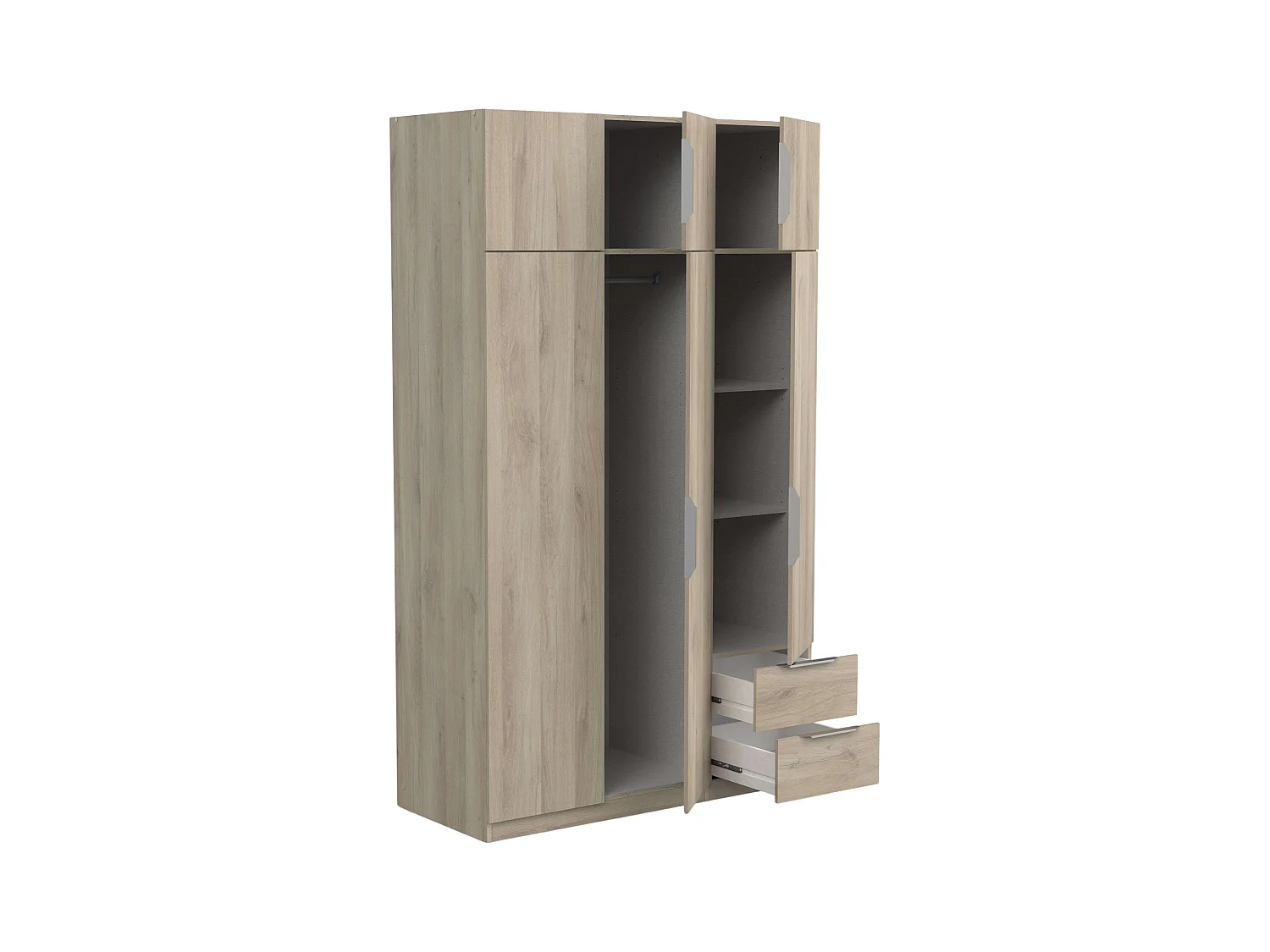 Armario Ghost 6 puertas y 2 cajones Melamina Roble Kronberg 120x51 cm