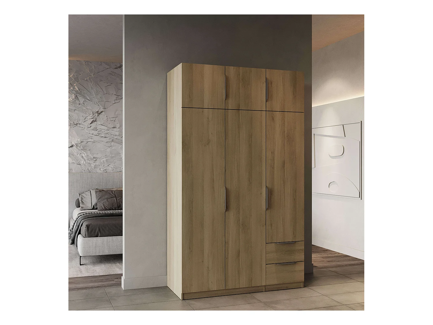 Armario Ghost 6 puertas y 2 cajones Melamina Roble Kronberg 120x51 cm