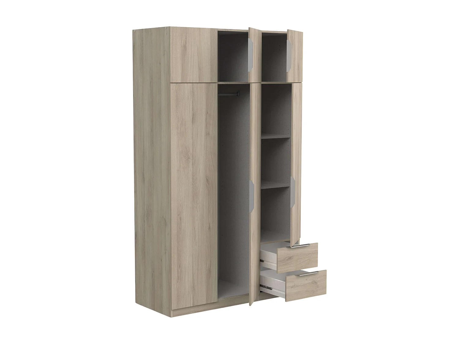 Armario Ghost 6 puertas y 2 cajones Melamina Roble Kronberg 120x51 cm