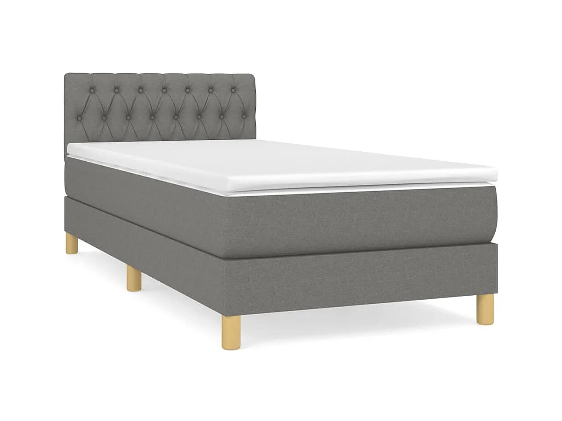 Lit simple-Lit adulte-Sommier à lattes de lit avec matelas Gris foncé 80x200 cm Tissu