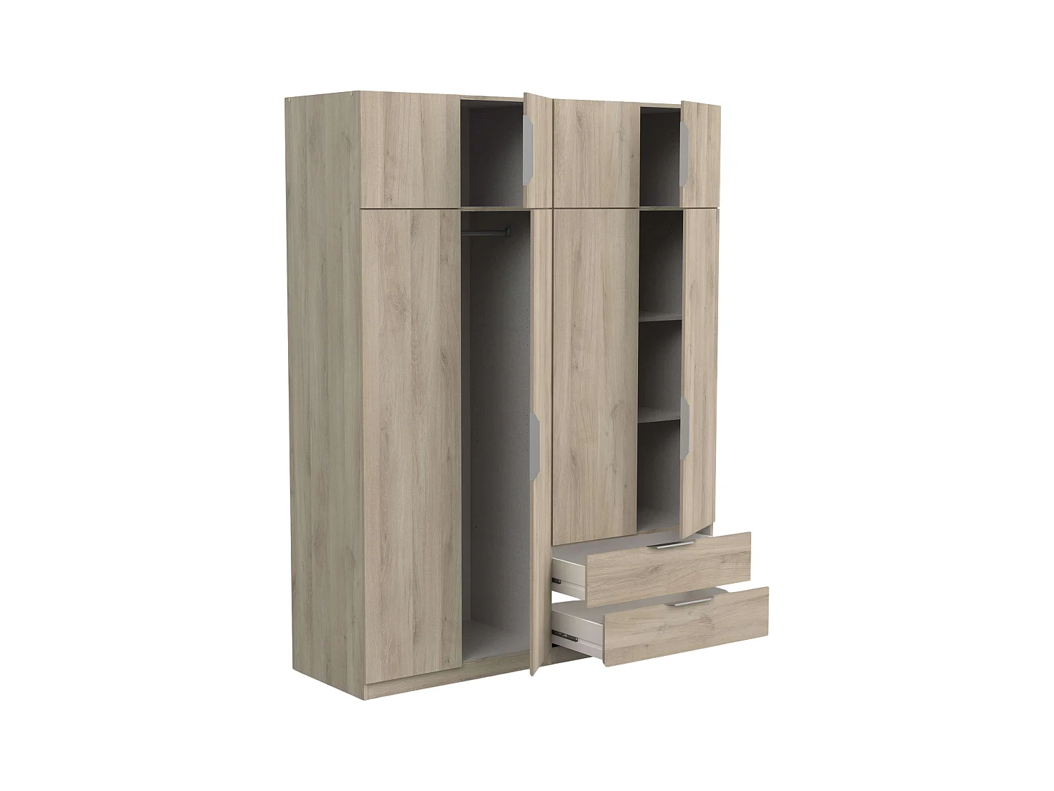 Armario Ghost 8 Puertas 2 Cajones Blanco/Roble 203x158x51 cm