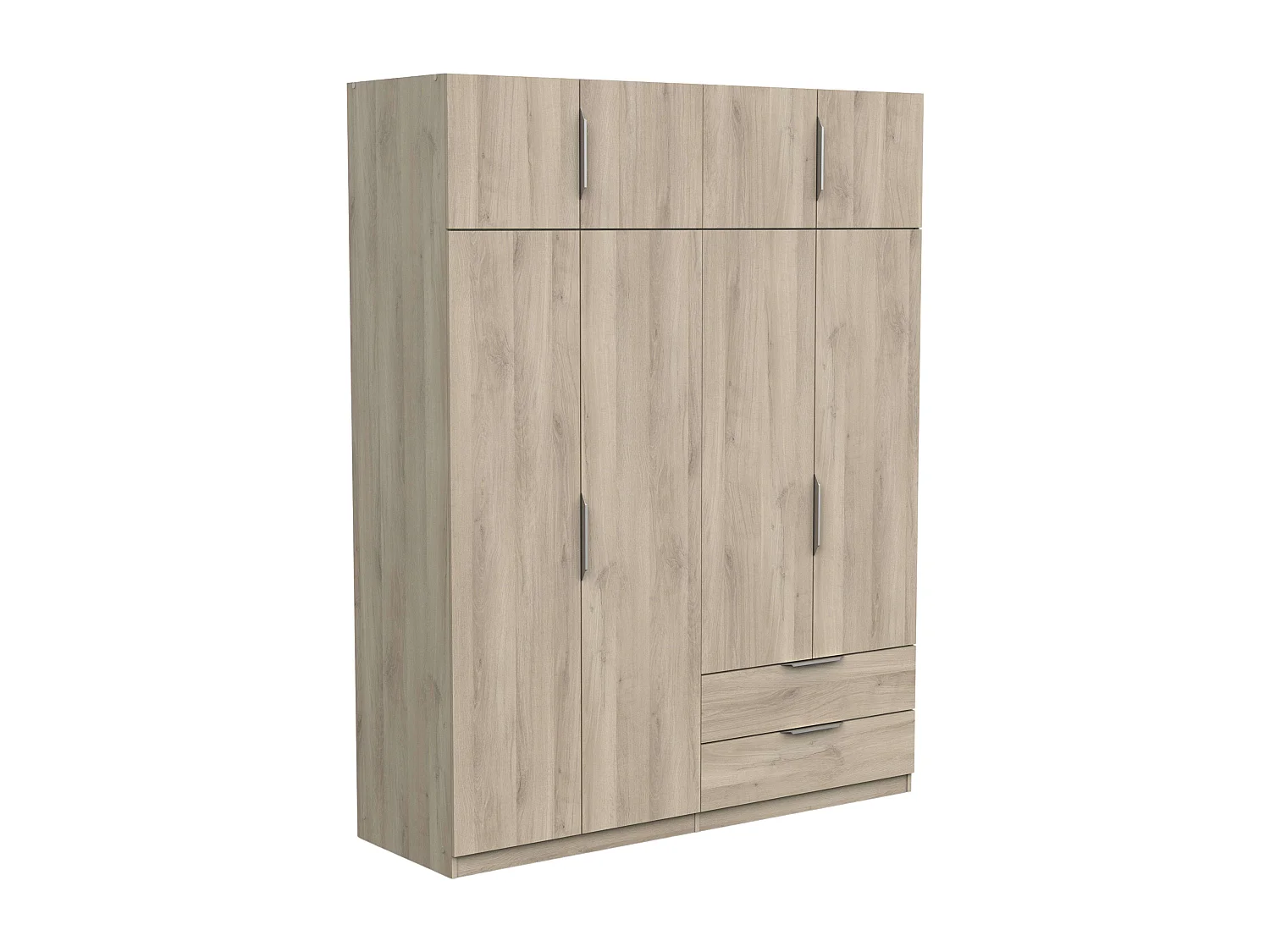 Armario Ghost 8 Puertas 2 Cajones Blanco/Roble 203x158x51 cm
