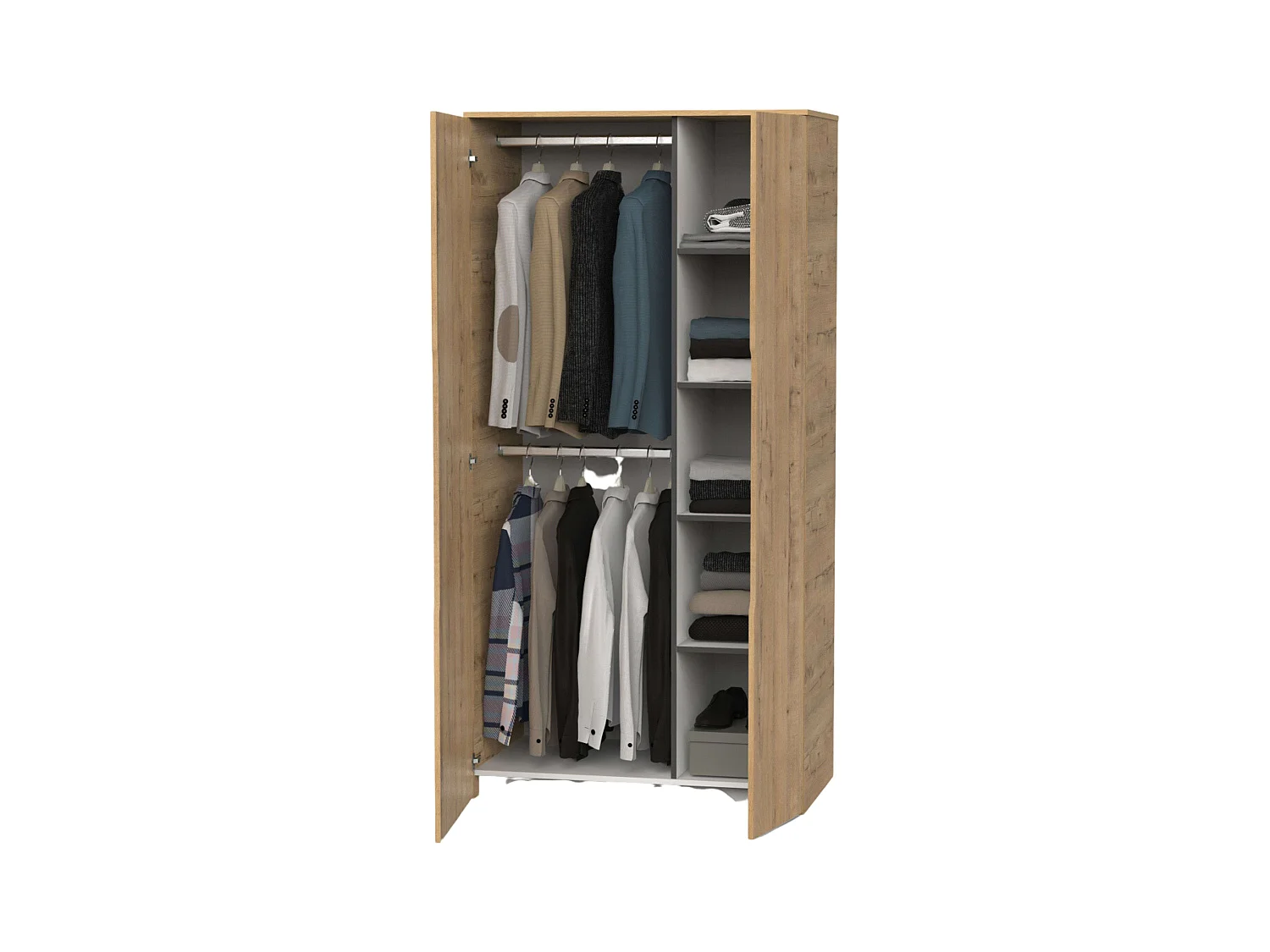 Armario Bruselas Dormitorio 2 Puertas Abatible Roble Gold 100x200x57cm