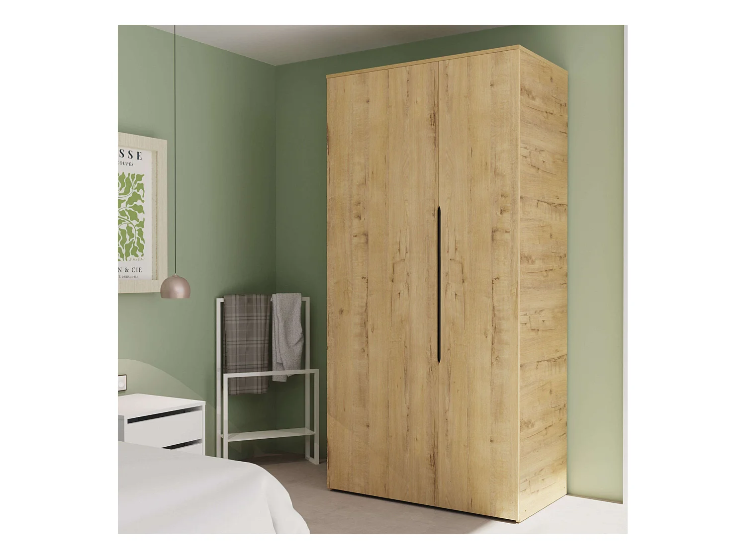 Armario Bruselas Dormitorio 2 Puertas Abatible Roble Gold 100x200x57cm