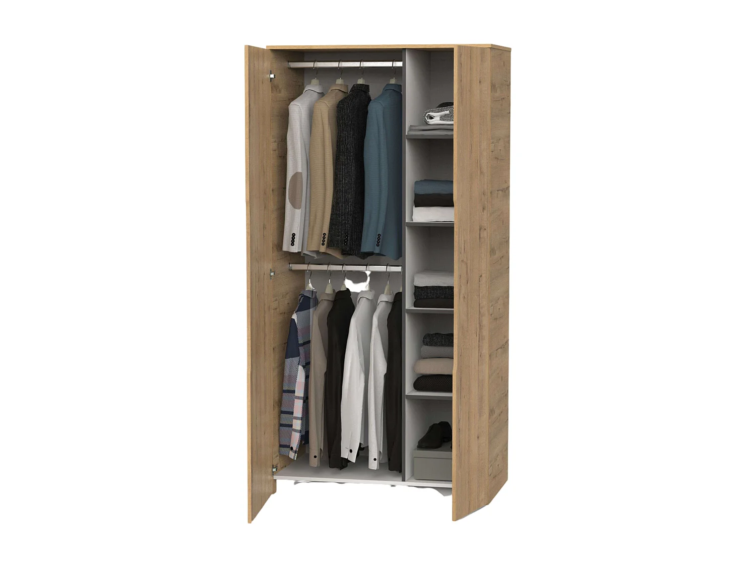 Armario Bruselas Dormitorio 2 Puertas Abatible Roble Gold 100x200x57cm