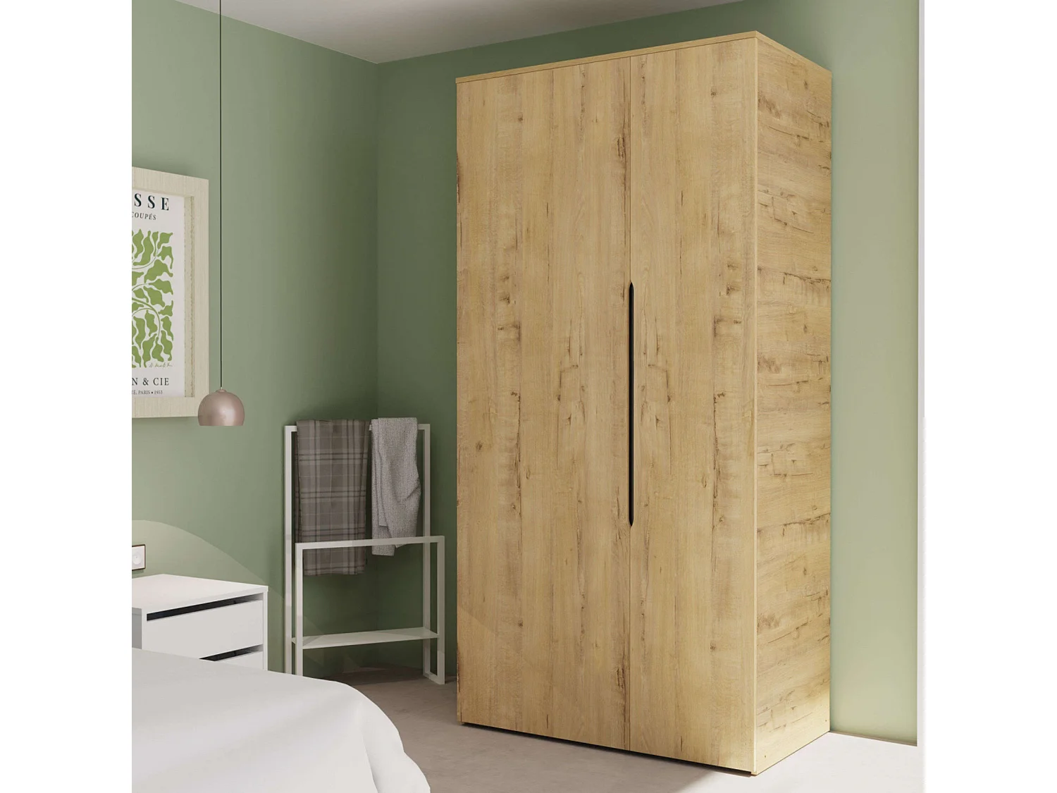 Armario Bruselas Dormitorio 2 Puertas Abatible Roble Gold 100x200x57cm