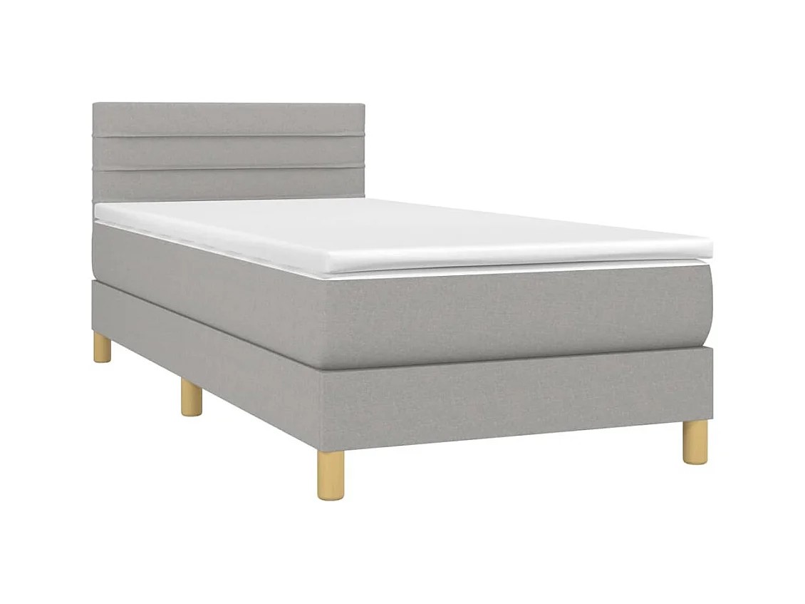 Lit adulte-Lit simple-Sommier à lattes de lit et matelas Gris clair 90x190 cm Tissu