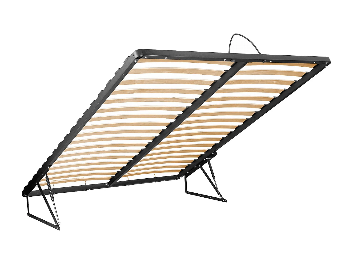 Łóżko ze skrzynią 160 x 200 cm - Z szafkami nocnymi i LEDami - Kolor: Beżowy i Naturalny + Materac - DARTAGNO