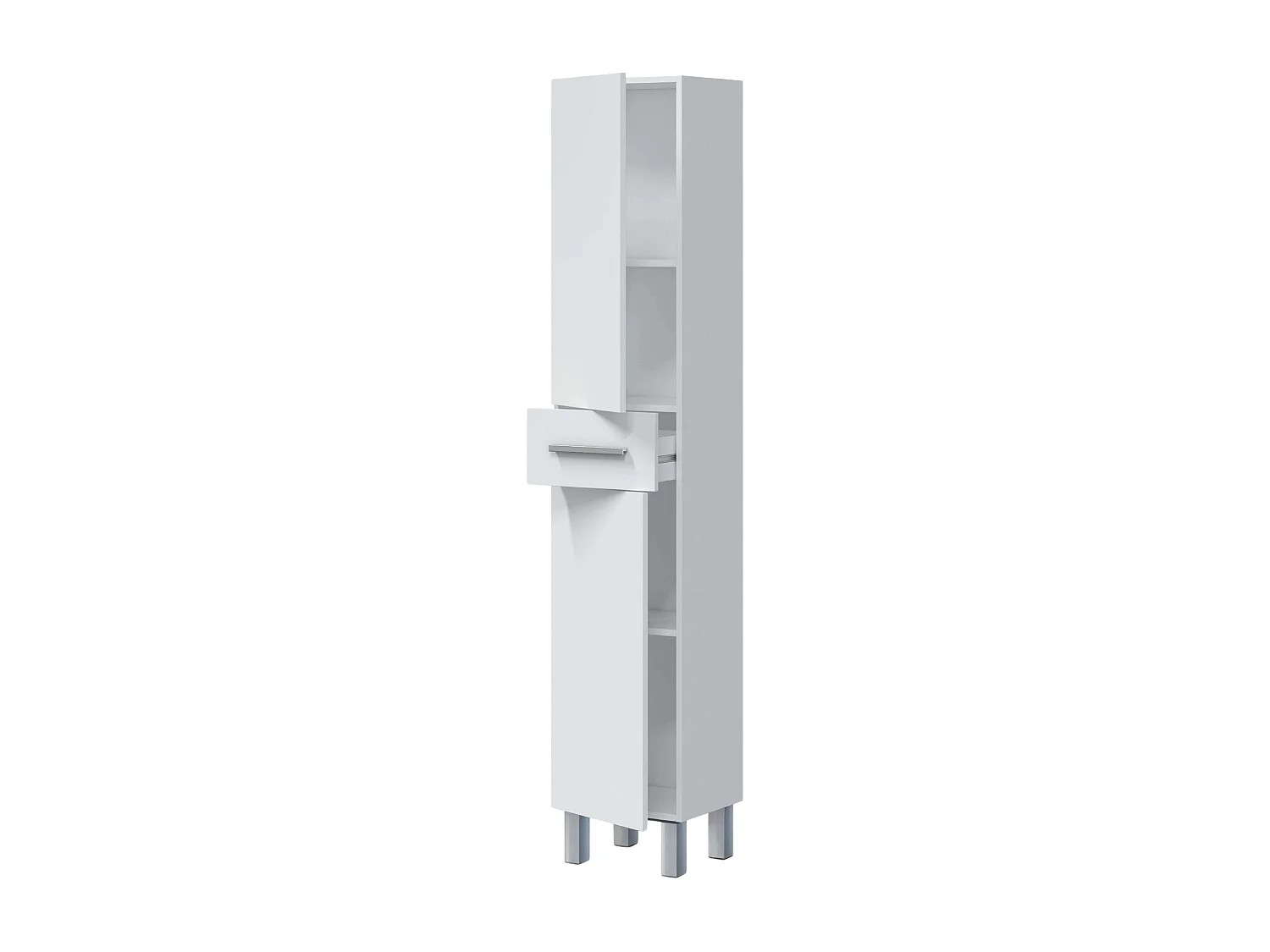 Coluna Athena Contemporary 2 Portas 1 Gaveta Branco Brilhante 182x35x31cm