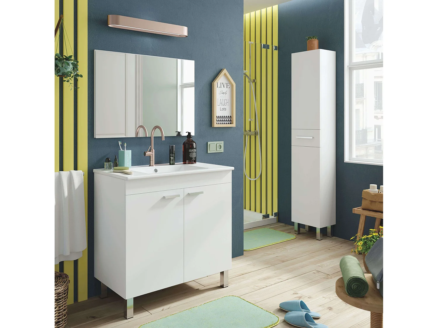 Coluna Athena Contemporary 2 Portas 1 Gaveta Branco Brilhante 182x35x31cm