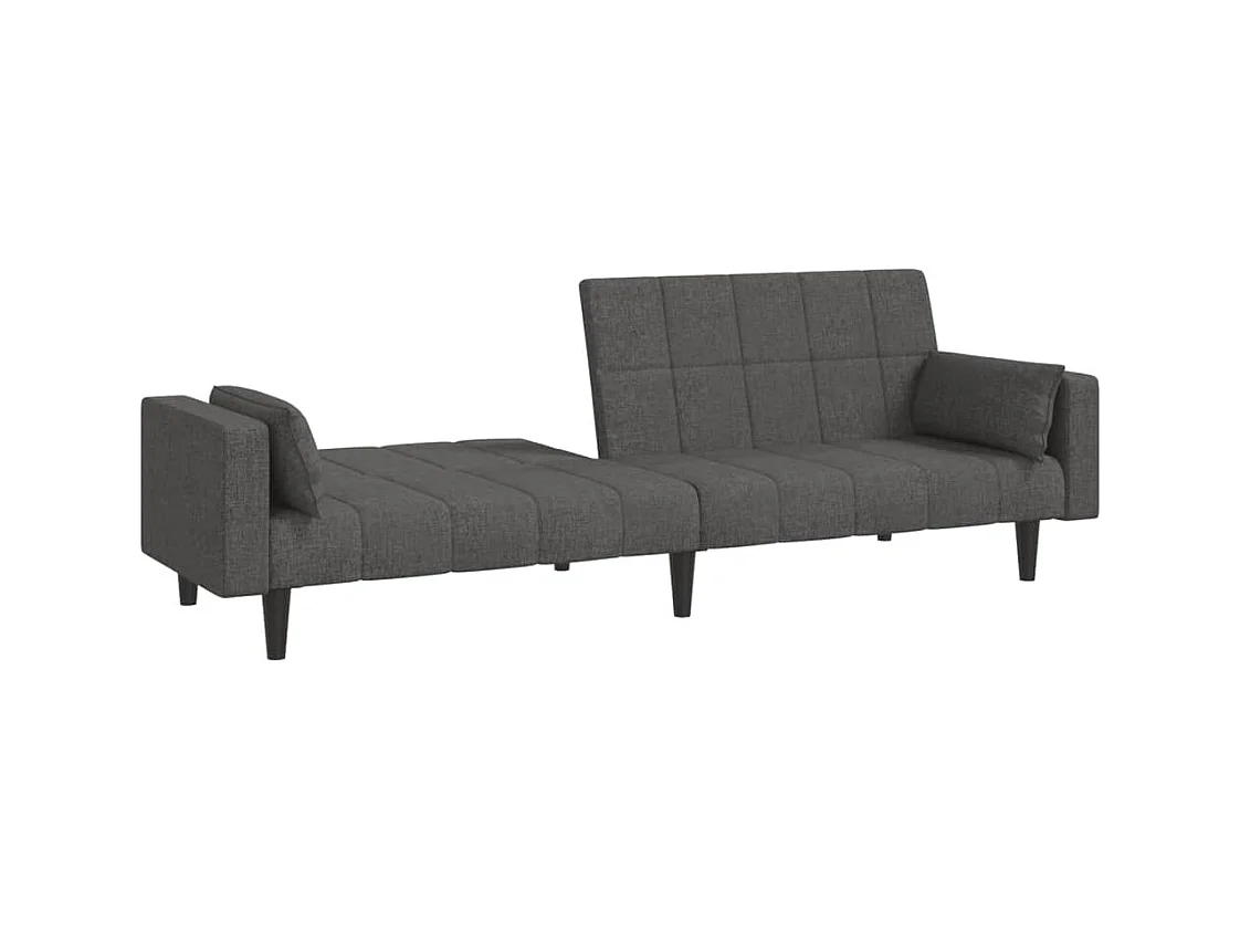 2-zits slaapbank met twee kussens, donkergrijze stof