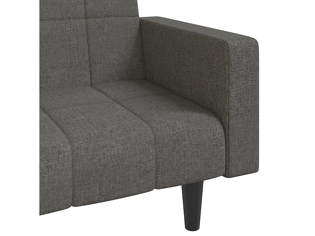 Sofá cama de 2 plazas con dos almohadas en tela gris oscuro