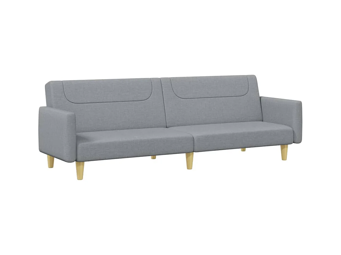 Sofá cama de 2 plazas con reposapiés en tejido gris claro
