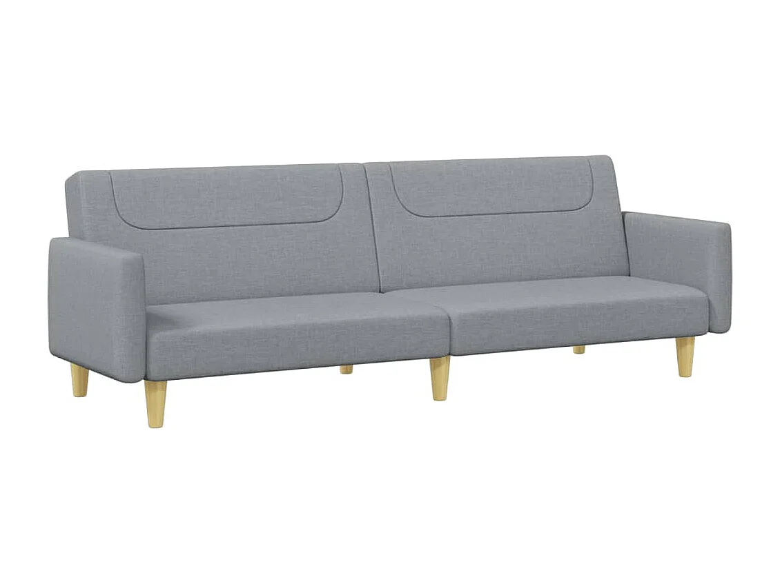 Sofá cama de 2 plazas con reposapiés en tejido gris claro