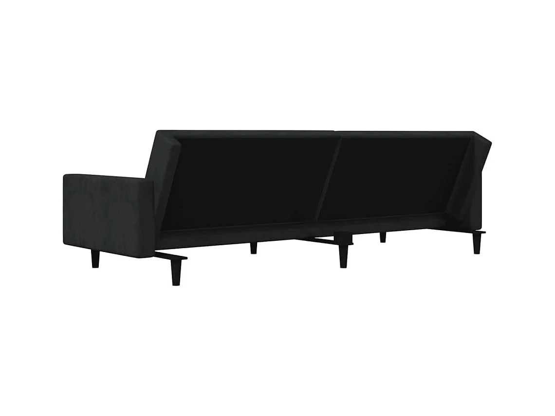 Sofá cama de 2 plazas con dos almohadas Terciopelo Negro