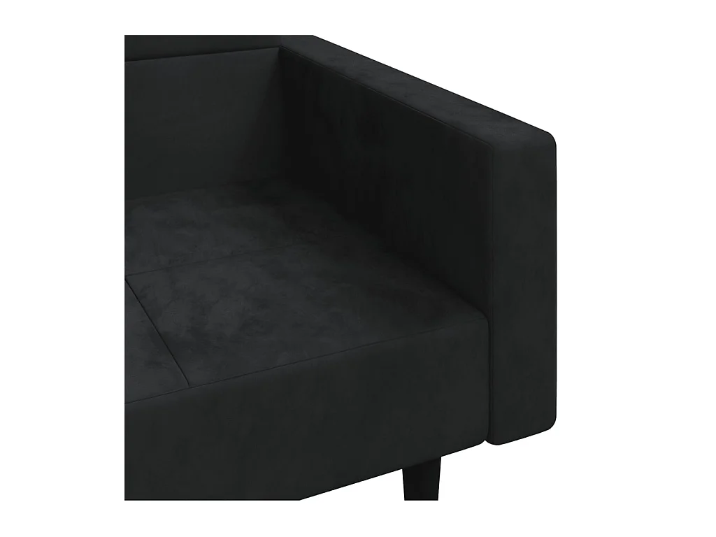 Sofá cama de 2 plazas con dos almohadas Terciopelo Negro