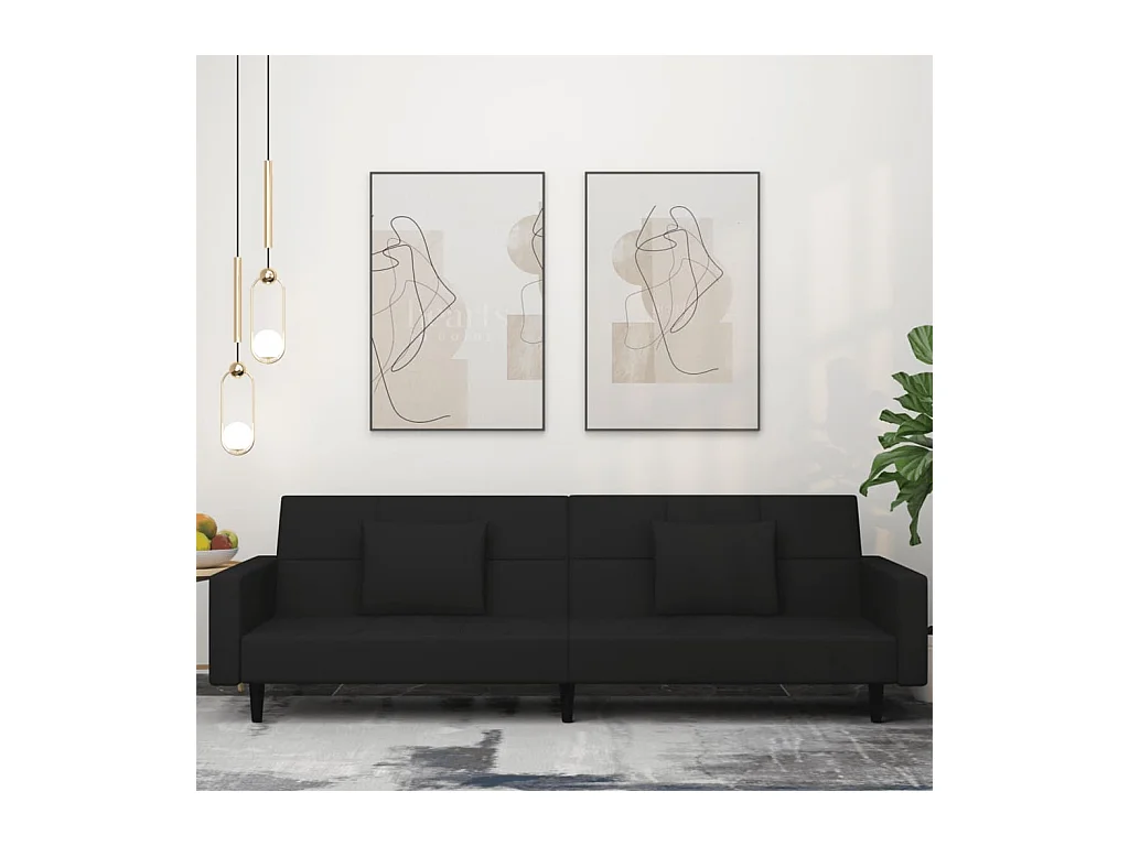 2-zits slaapbank met twee kussens Black Velvet