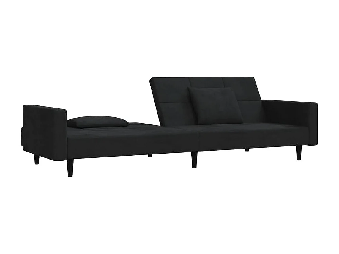 Sofá cama de 2 plazas con dos almohadas Terciopelo Negro