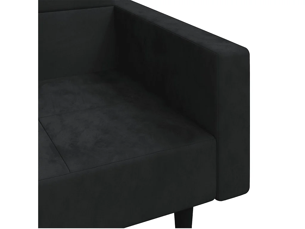 Sofá cama de 2 plazas con dos almohadas Terciopelo Negro