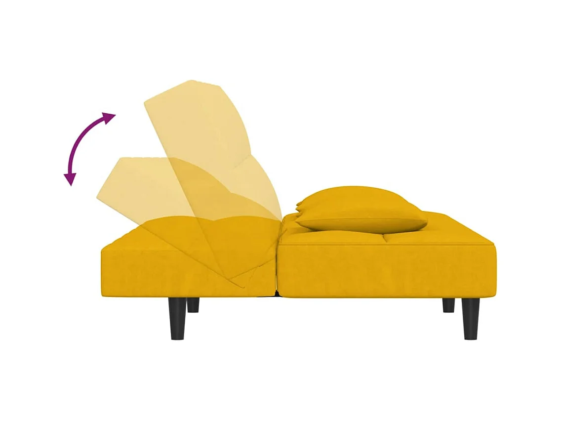 Sofá cama de 2 plazas con dos almohadas Terciopelo Amarillo