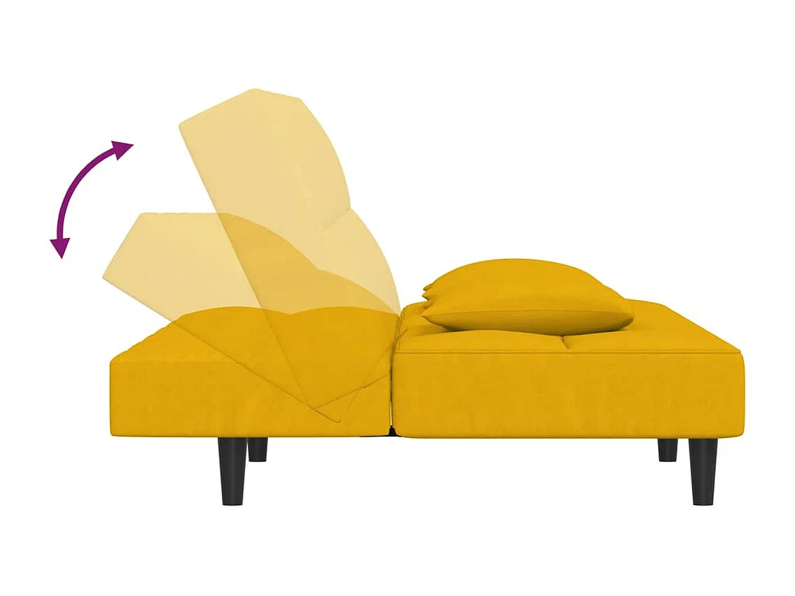 Sofá cama de 2 plazas con dos almohadas Terciopelo Amarillo