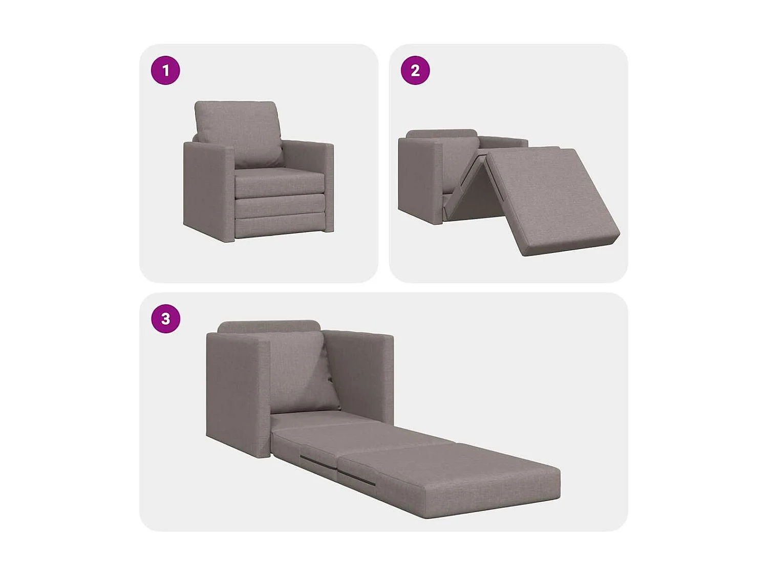 Canapé-lit avec coussin Taupe 74 x 77 x 81 cm tissu