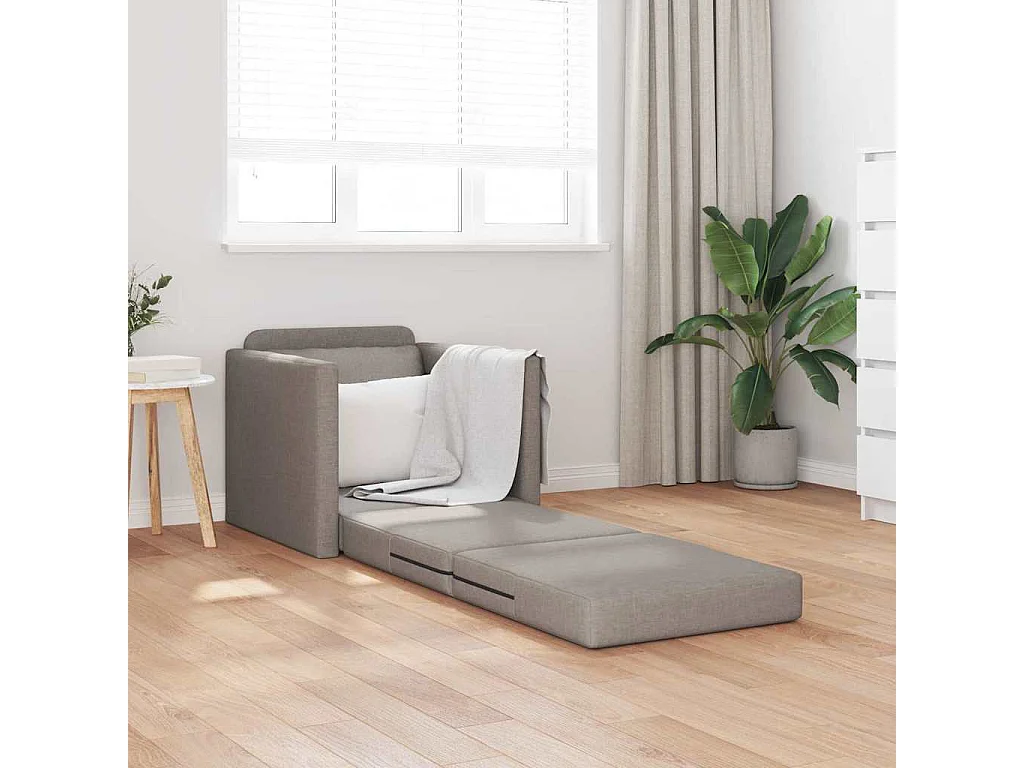 Canapé-lit avec coussin Taupe 74 x 77 x 81 cm tissu