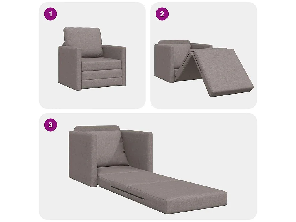Canapé-lit avec coussin Taupe 74 x 77 x 81 cm tissu