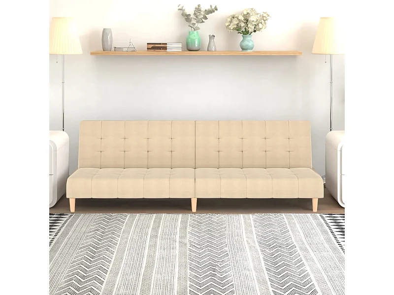 Divano letto a 2 posti in tessuto color crema