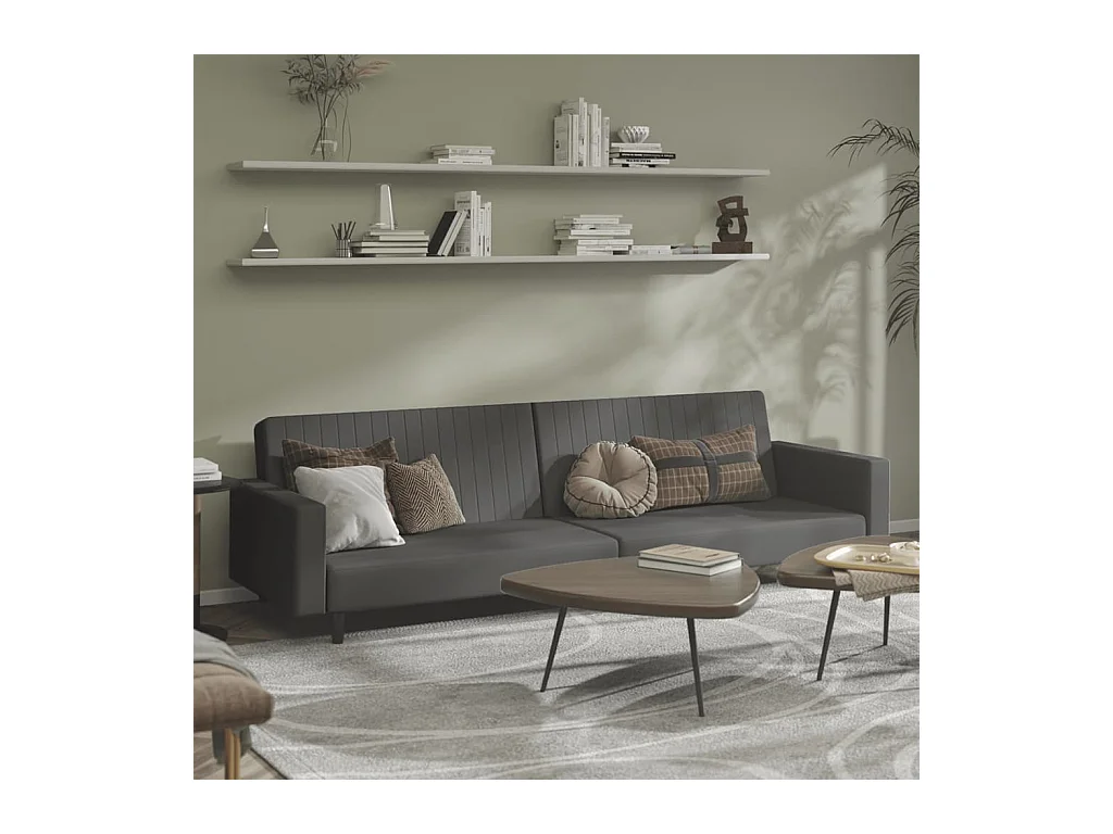 Sofá cama de 2 plazas de terciopelo gris oscuro