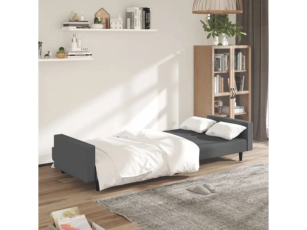 Sofá cama de 2 plazas de terciopelo gris oscuro