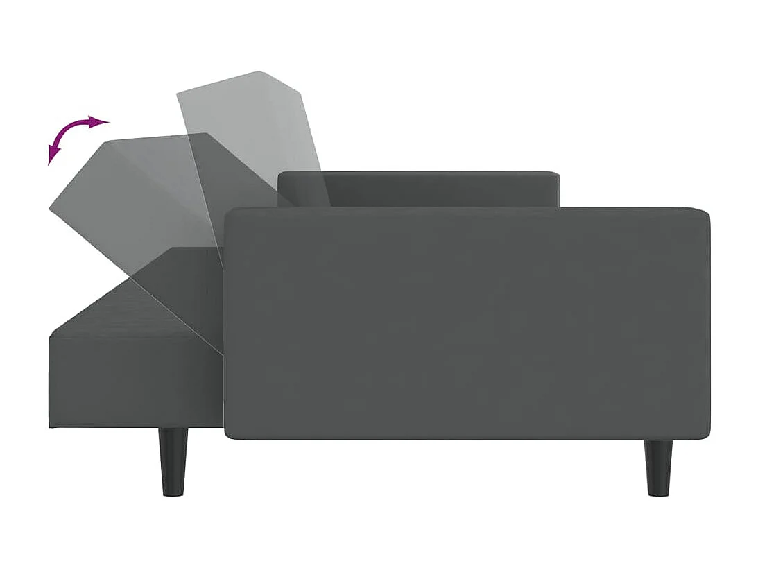 Sofá cama de 2 plazas de terciopelo gris oscuro
