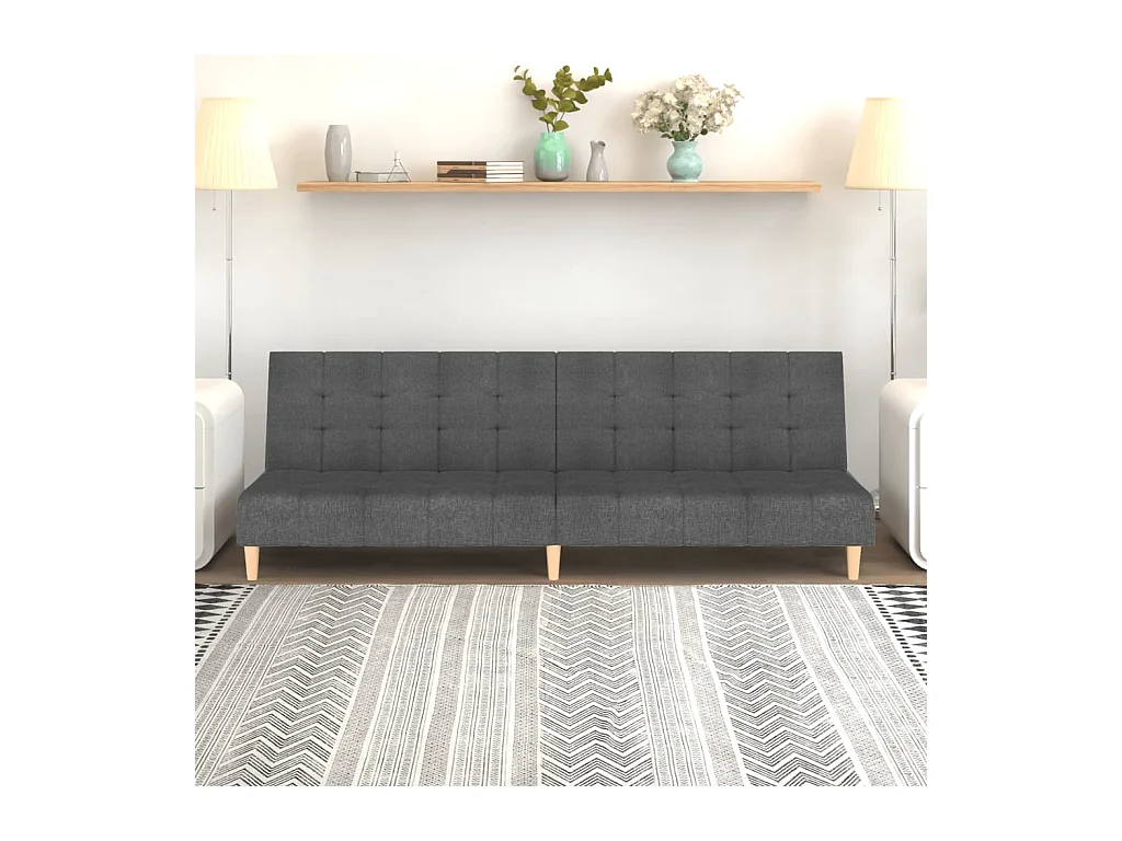 Tweezits slaapbank in lichtgrijze stof