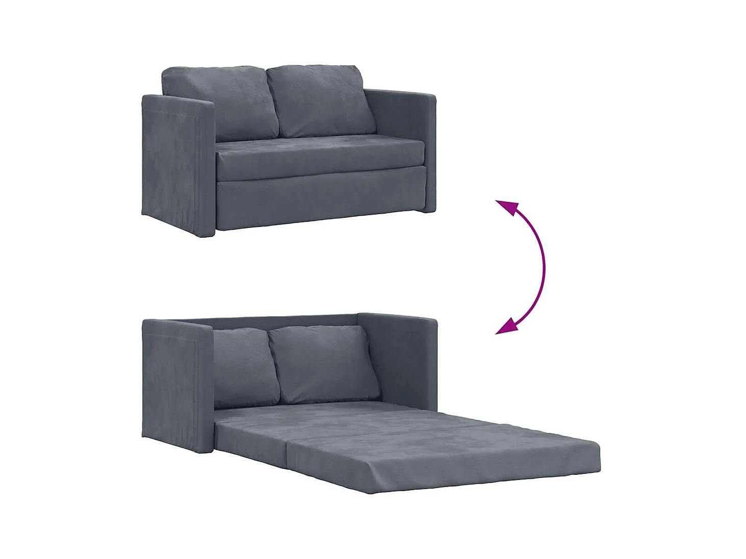 in 1 Schlafsofa dunkelgrau 122x204x55 cm Samt