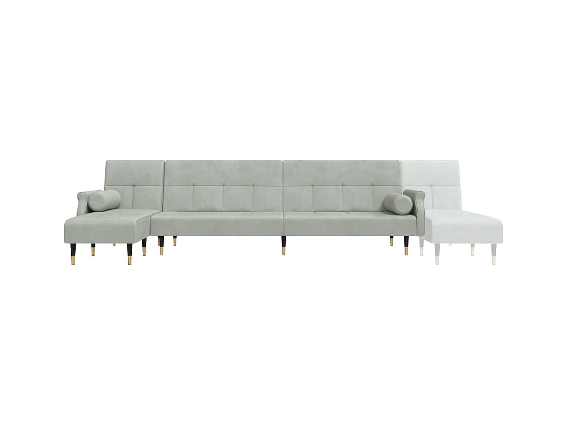 Lichtgrijze L-vormige slaapbank 271x140x70 cm fluweel