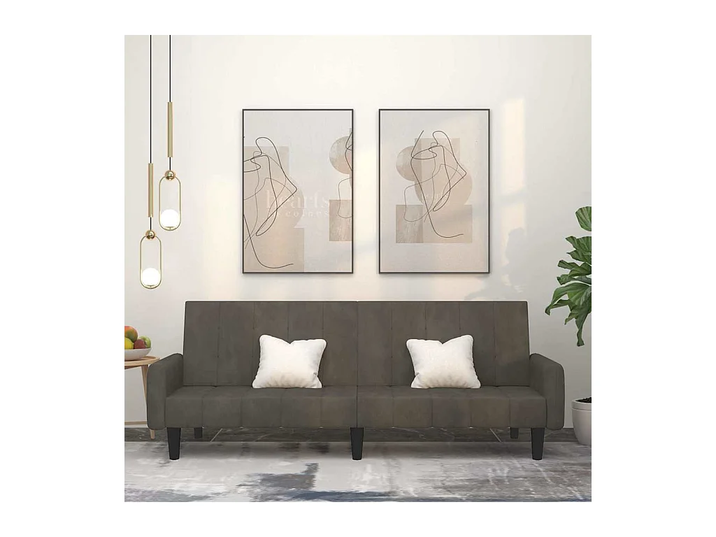 Donkergrijze fluwelen 2-zits slaapbank